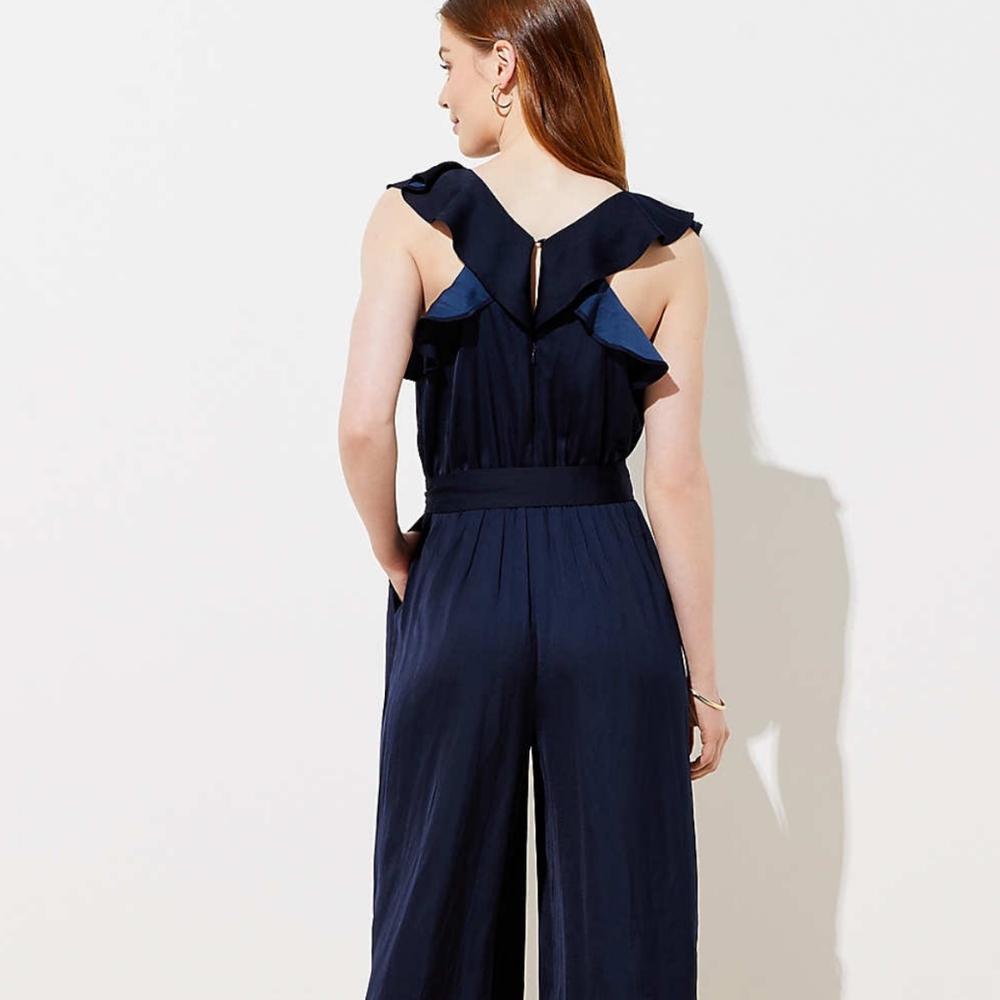 NWT LOFT Navy Flutter Jumpsuit Ankle Length